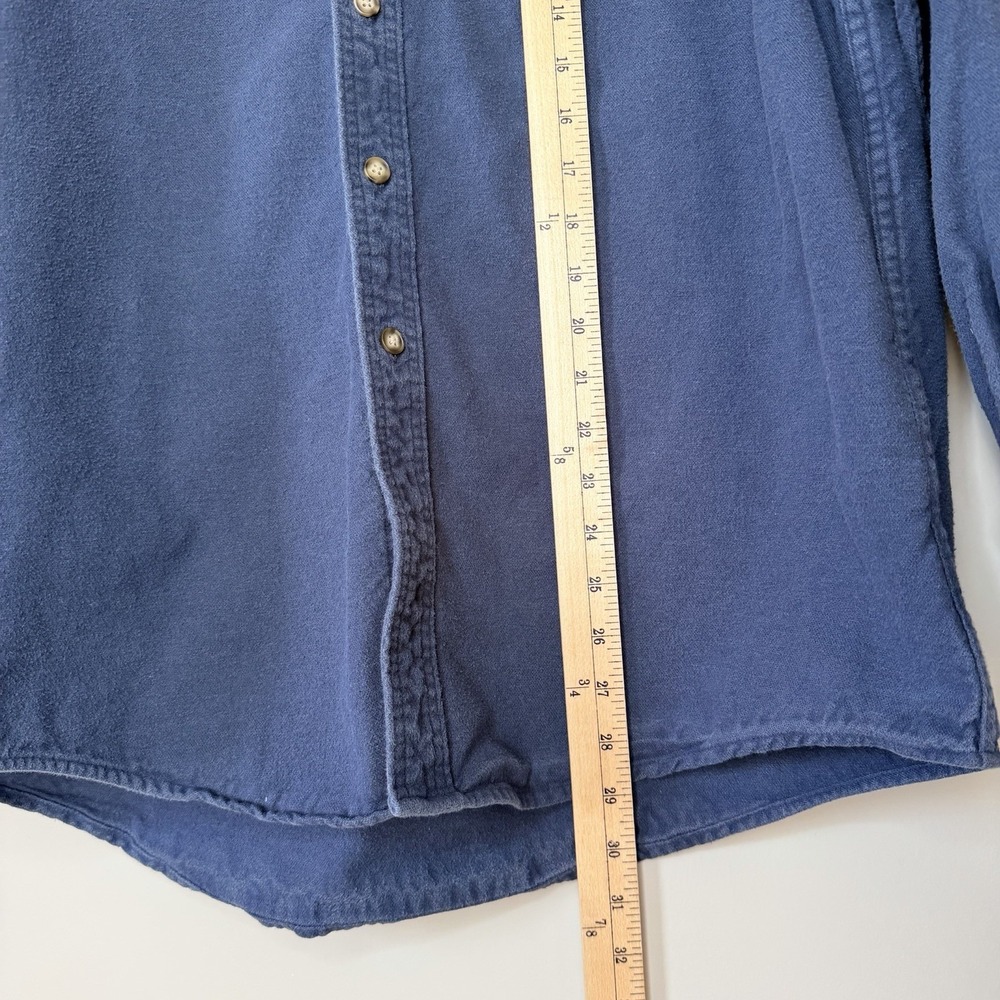 Vtg L.L Bean Navy Blue Chamois Heavy Cotton Flannel Work Casual Shirt Mens SZ-L - Picture 4 of 11